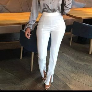 ♥️NWT White Front slit Elastic Waiste Pants. XL(Asian 2XL)